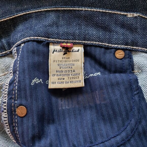 7 For All Mankind Slim Straight Leg Roxanne Cotton Blend Embellished Jeans 26 - Picture 8 of 10